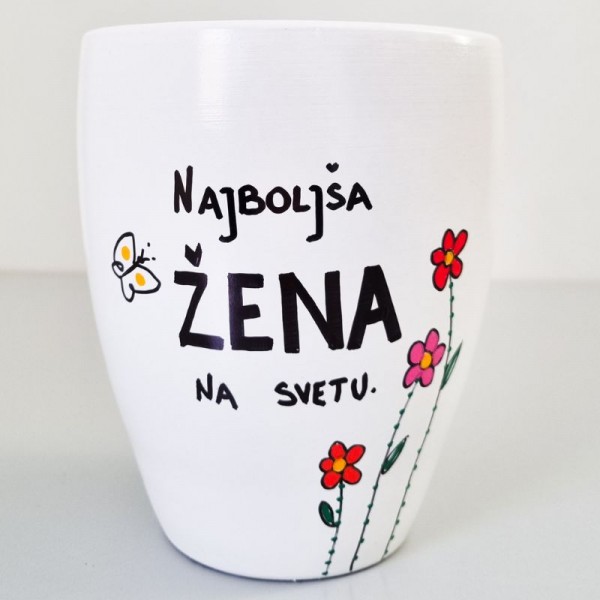 Lonec z ročno poslikavo Najboljša žena